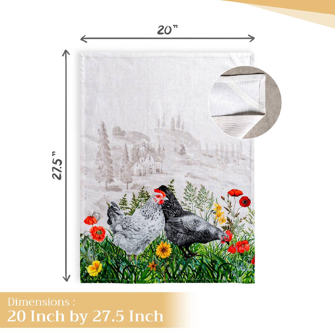 Towel, Chickens 100% Cotton Kitchen Towels - Set Of 3