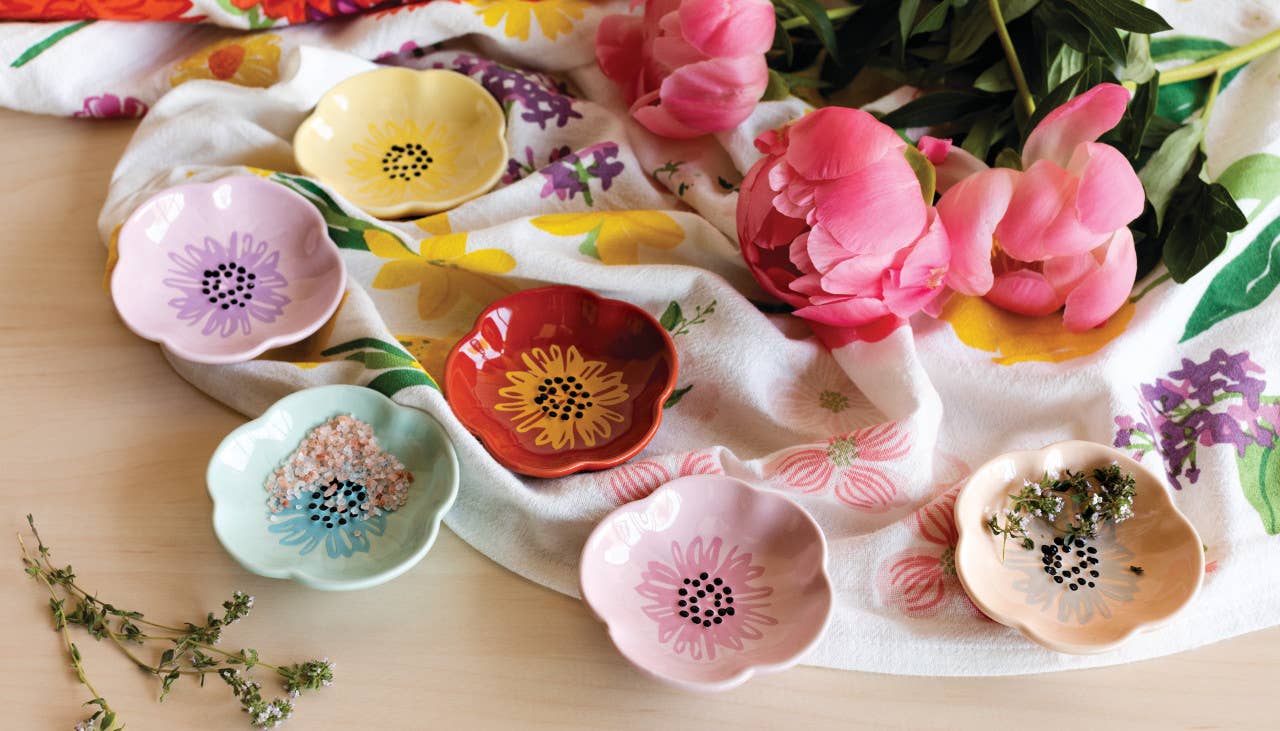 Flower Shaped Pinch Bowl Set of 6