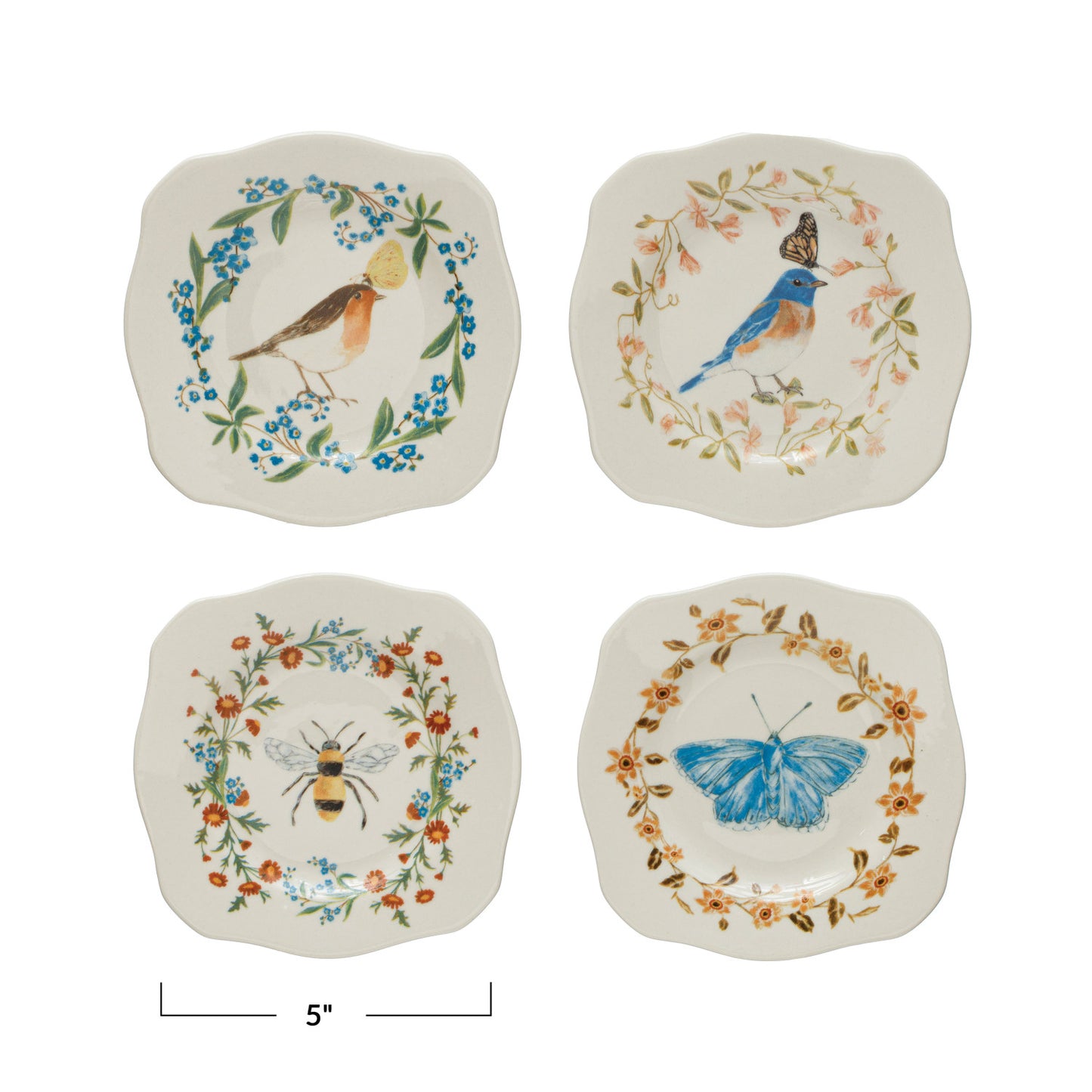 Stoneware Scalloped Edge Plate, set of 4
