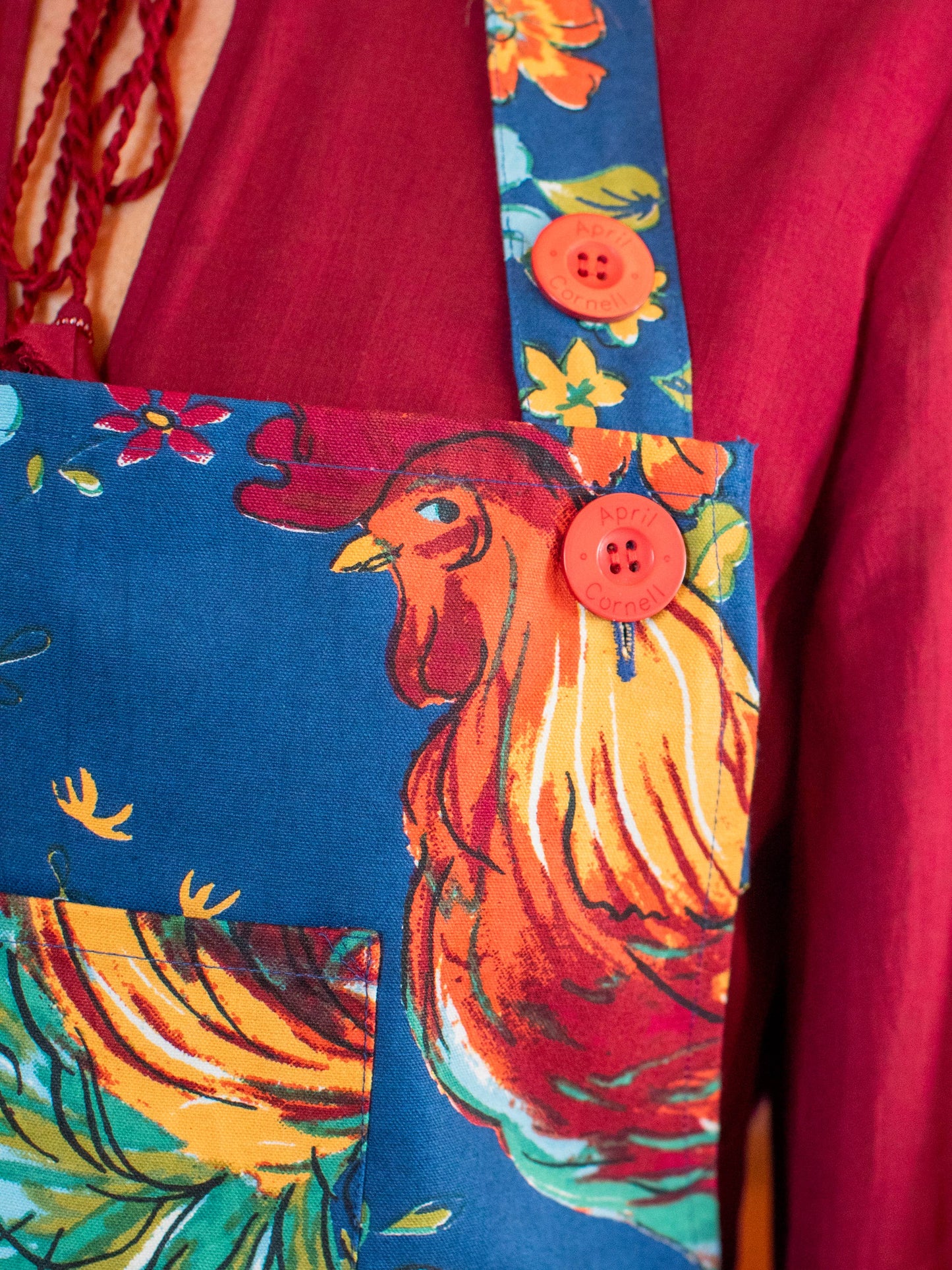 Rooster Chef Apron - With Large Front Pocket: Navy