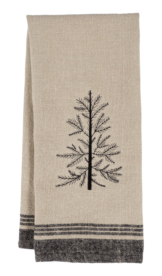 Dishtowel, Tree Embroidered Holiday Kitchen Towel