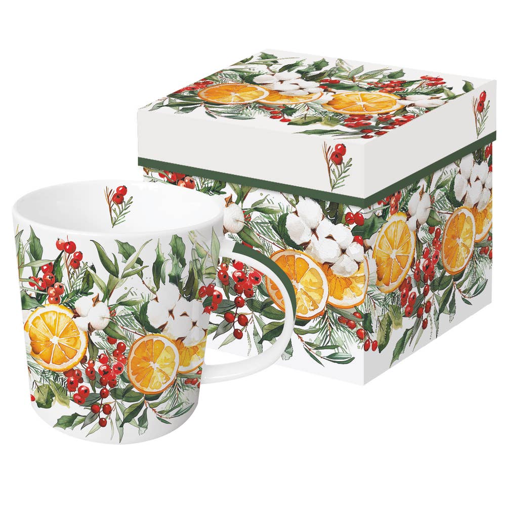 Mug in gift box, winter oranges