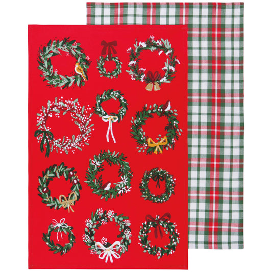 Dishtowel, Wreaths Christmas Dishtowels Set of 2