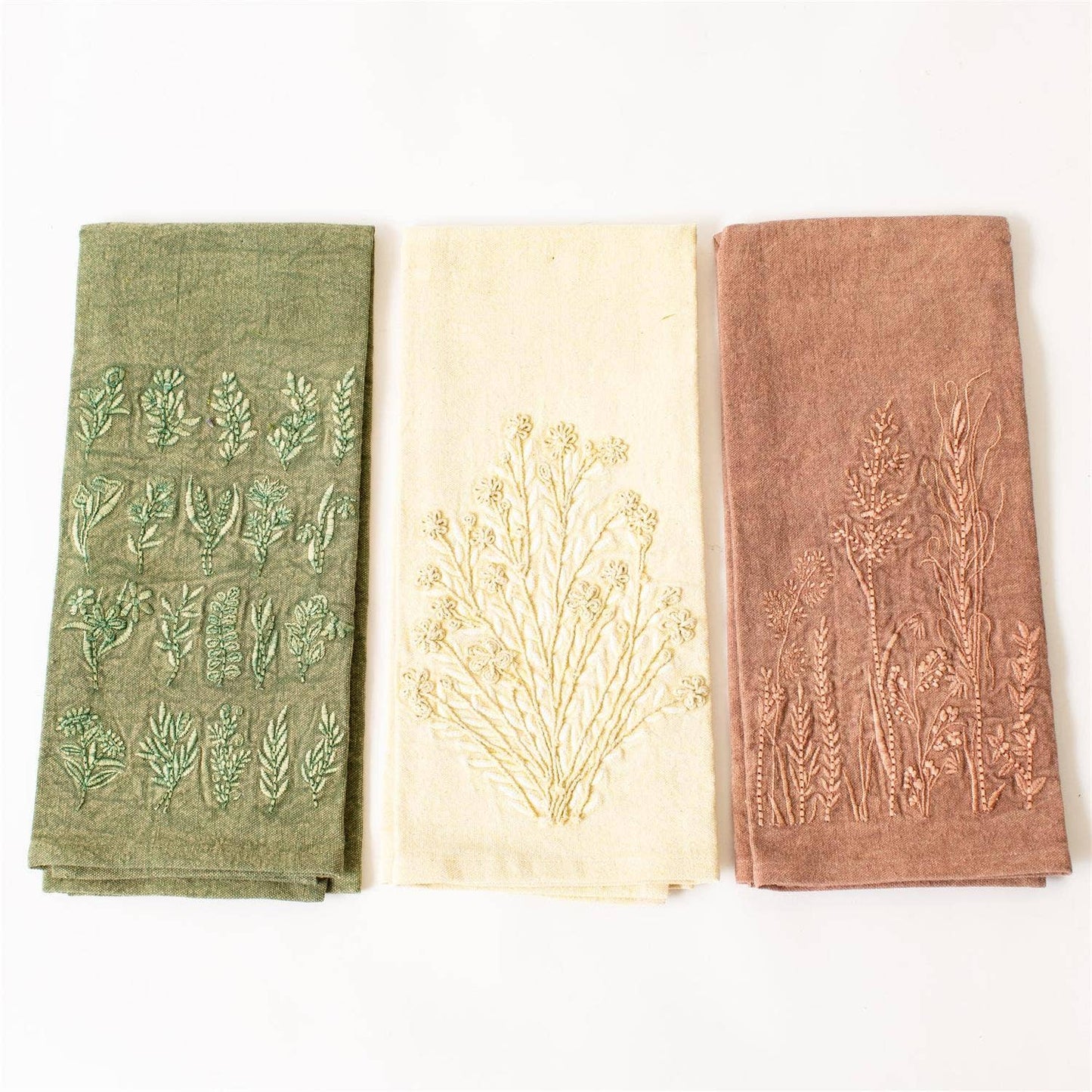 Dishtowel, Wildflower Stonewashed Tea Towels (Set Of 3)